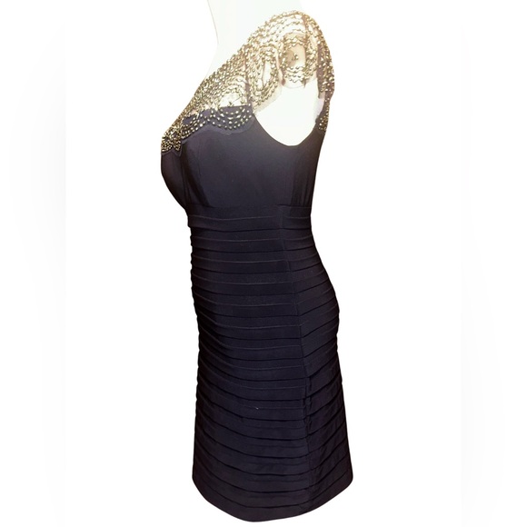 XScape Beaded Knee Length Bodycon Cocktail and Party Dress Sz 4 in Navy - Picture 4 of 12